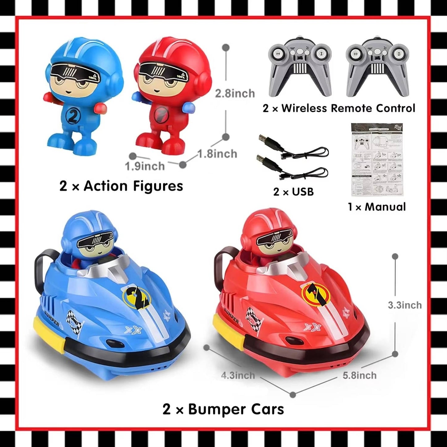 RC Bumper Cars 2 Pack with Ejecting Drivers, Remote Control Battle Cars for Kids Ages 3+