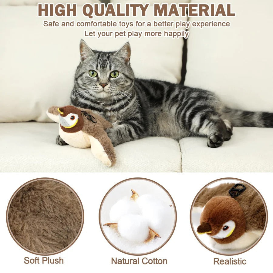 Electronic Flying Bird Cat Toy with Flapping Wings and Hanging Cord