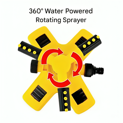 Rotating Garden Sprinkler with Four Adjustable Nozzles and Hose Compatible Base