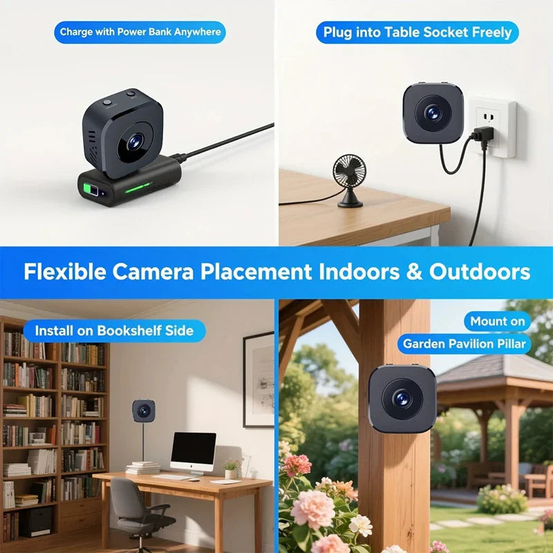1080P HD Wireless Security Camera with Night Vision and Magnetic Bracket, 70g Compact