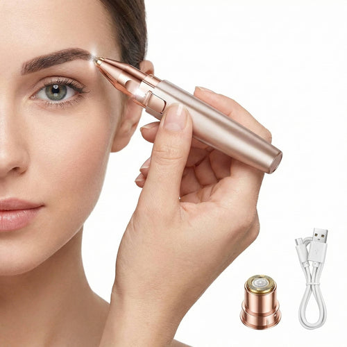 Womens Painless Facial Hair Remover and Eyebrow Shaver, Epilator for Face with Built in LED Light