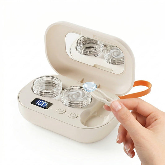 Contact Lens Cleaner and Solution Kit, Portable Daily Disinfecting and Storage System for All Lens Types