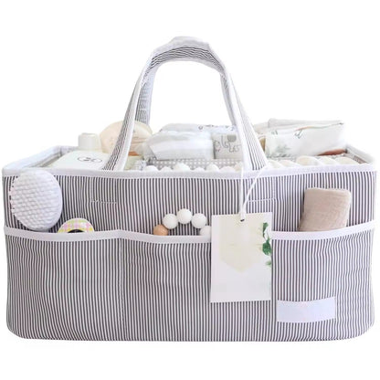 Large Baby Diaper Caddy Organizer Tote Bag, Nursery Storage Basket and Portable Car Caddy For Newborn