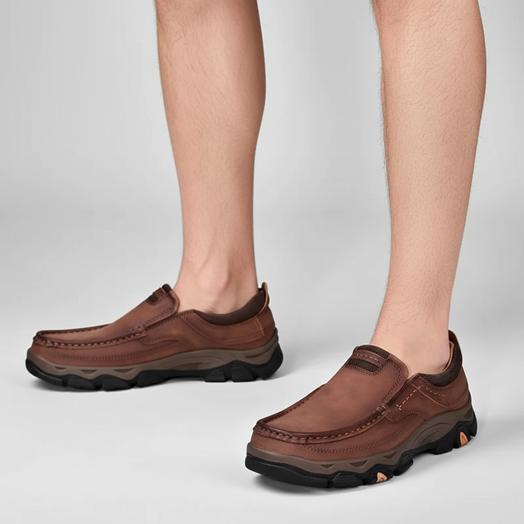 Orthopedic Comfort Shoes for Men with Vegan Leather and Cushioned Insole, Non-Slip Rubber Sole