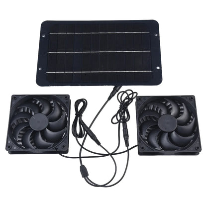 Solar Ventilation System with Dual Exhaust Fans and 10W Panel for Greenhouses