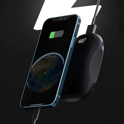 Portable Hand Warmer and Power Bank with Digital Display and Carbon Crystal Heating