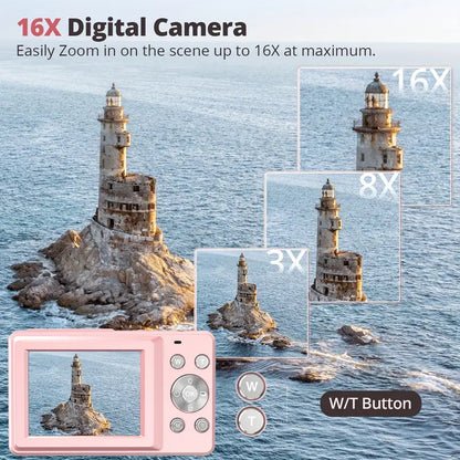 Retro Digital Camera with 1080p Video and Automatic Settings, Compact Design