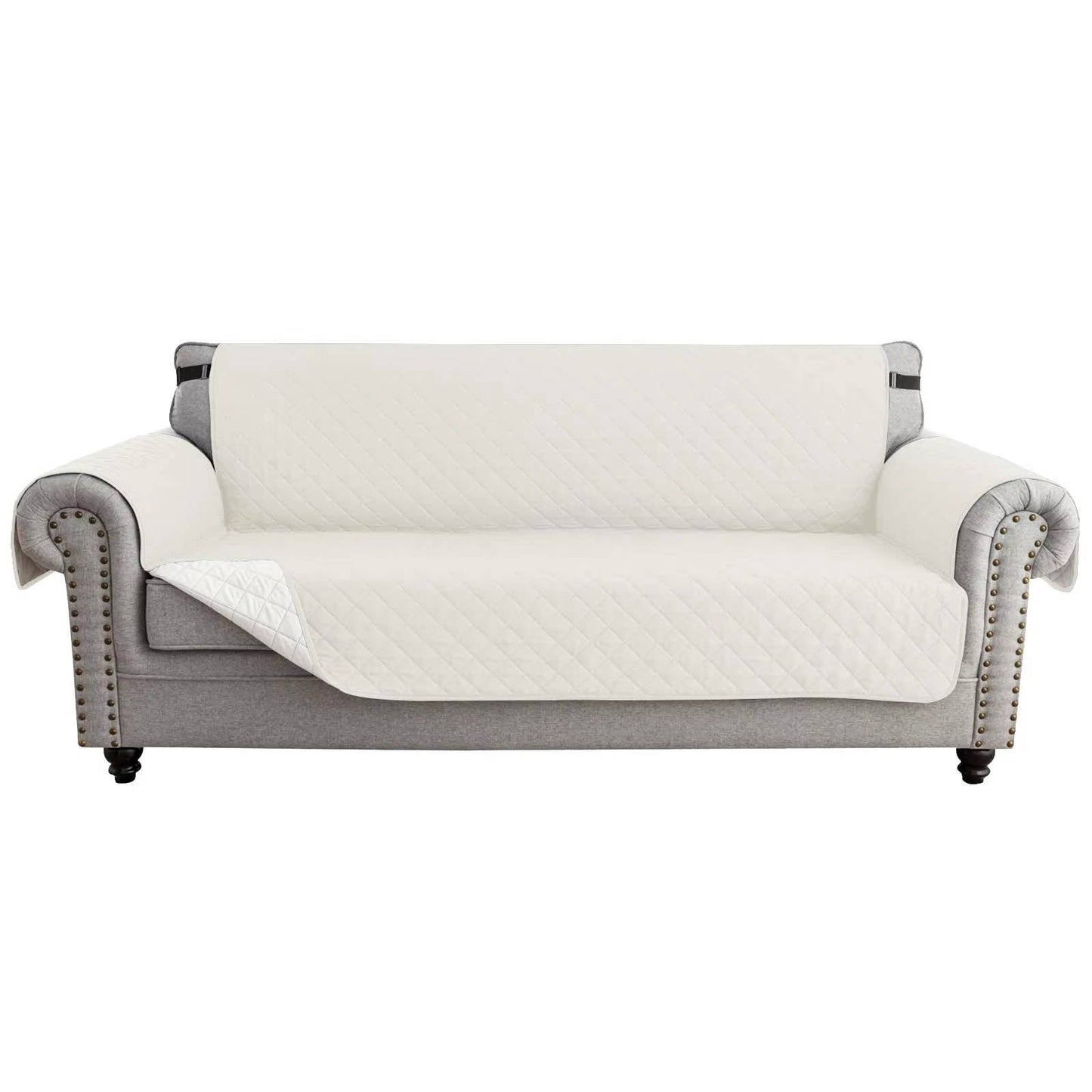 Reversible Sofa Cover for 3 Cushion Couch, Water Resistant Pet Protector with Elastic Straps