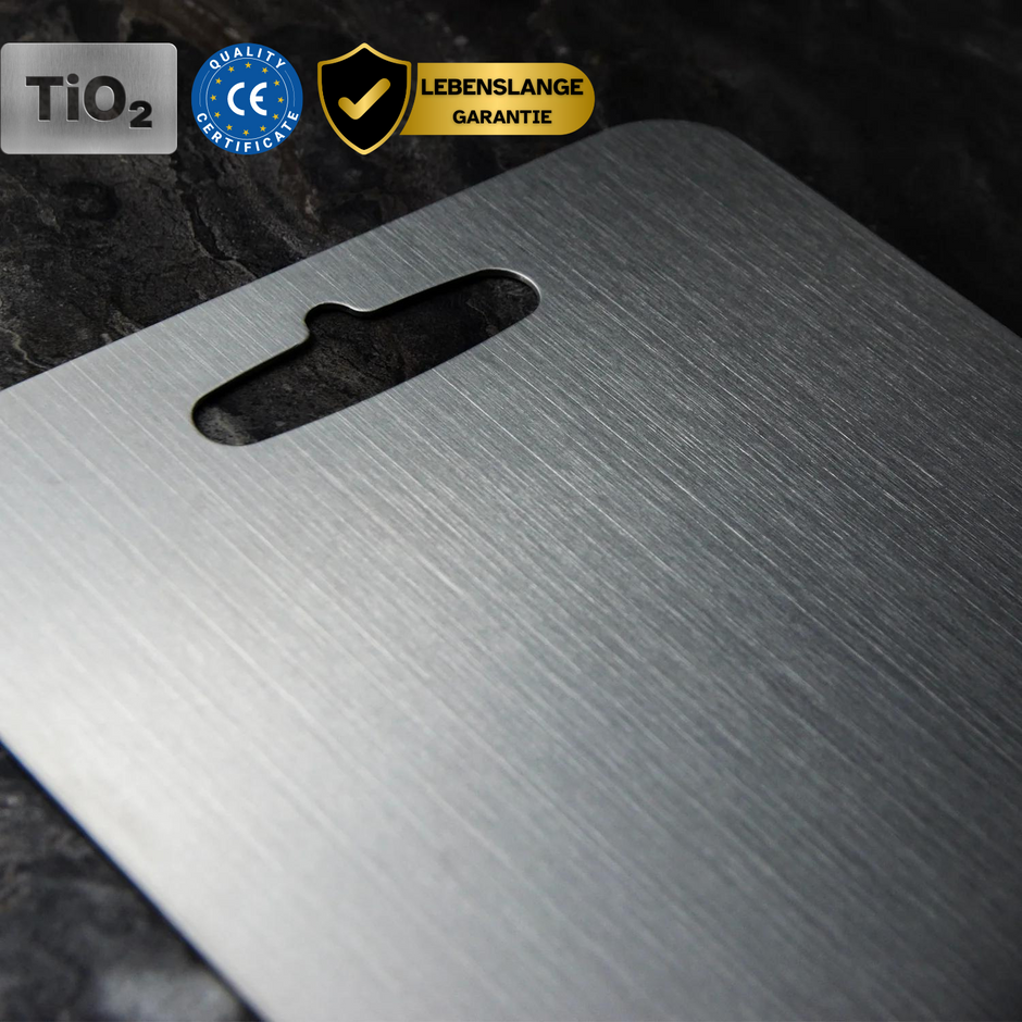 Titanium Cutting Board with Antibacterial Surface and Rounded Safety Edges