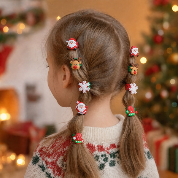 Christmas Hair Ties for Girls – 10 Pack