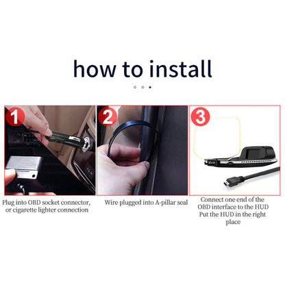 Head Up Display with GPS Navigation and Speed Monitoring, Auto Brightness