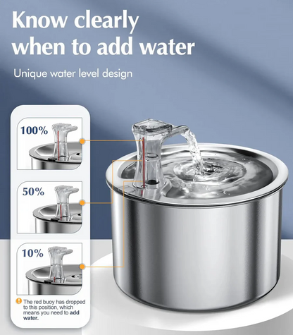 PurrFlow Smart Cat Fountain Stainless Steel with Filter and Auto-Sensor