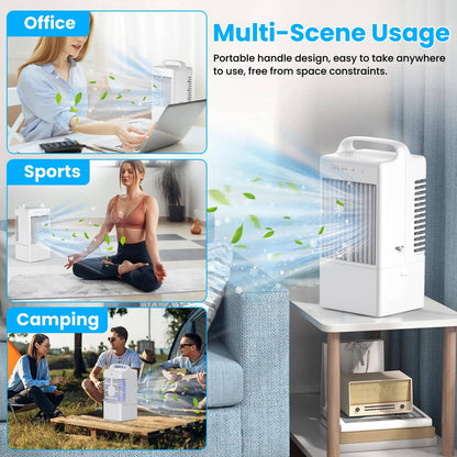 Personal USB Air Cooling Fan, Mini Desktop AC Unit with Colorful Ambient Light, 4 Wind Speeds and Intelligent Timer