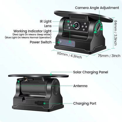 Wireless Solar Backup Camera Kit, HD 1080P 7 Monitor for RV Truck Trailer Camper