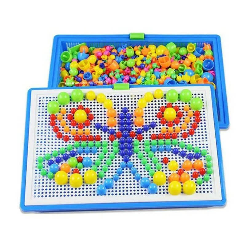 Peg Board Set 296 PCS Kids Mosaic Puzzle Toy with Storage Ages 3+