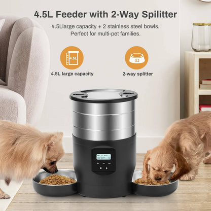 Smart WiFi Automatic Cat Feeder with Two Stainless Steel Bowls