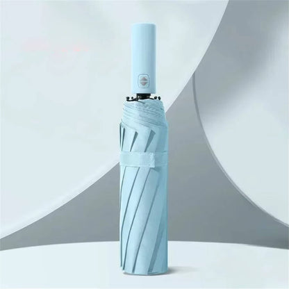 Windproof Folding Rain Umbrella, Large Handle, Water Resistant, No Drip Technology