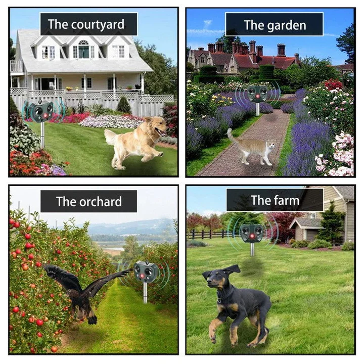 Solar Ultrasonic Animal Repeller For Gardens