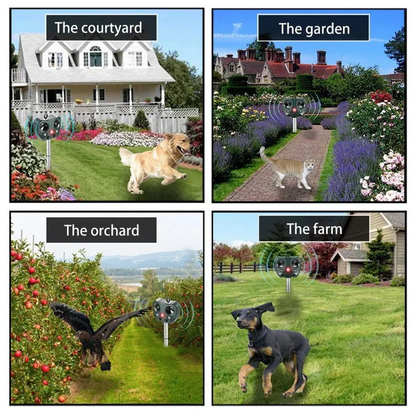 Solar Ultrasonic Animal Repeller For Gardens