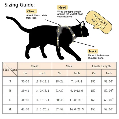 Reflective Cat Harness and Leash Set