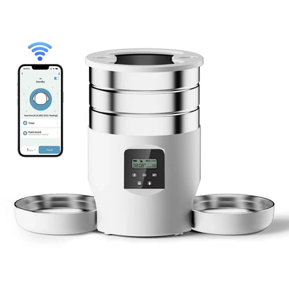 Smart WiFi Automatic Cat Feeder with Two Stainless Steel Bowls
