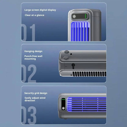 Portable Air Conditioner Cooler, Desktop and Wall Mount Non Drilling Circulating Fan AC Unit, 2000mAh Battery, 3 Speed Adjustable Quiet Cooling