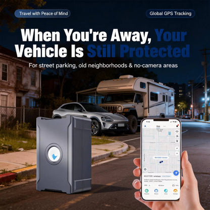 Hidden Wireless GPS Tracker, Global Real Time Car Locator with IoT SIM, Vibration Alarm and Geo Fence, Long Life Anti Theft Device
