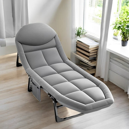 Folding Bed with Built-in Pillow and Side Pocket