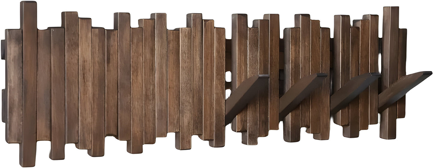 Natural Wood Coat Hook Rack