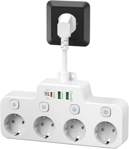 Wall Mounted Power Strip with Independent Switch 2 USB A and 1 USB C