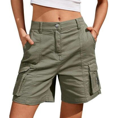 Womens Low Waist Long Work Cargo Shorts