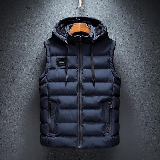 Basic Hooded Puffer Vest Plain Design