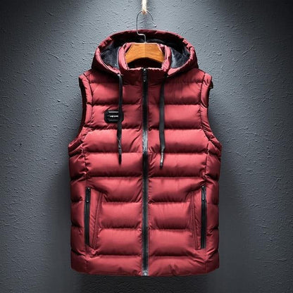 Basic Hooded Puffer Vest Plain Design