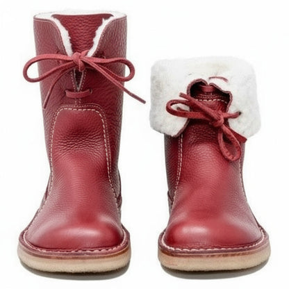 Genuine Leather Wool Lined Thermal Hiking Boots