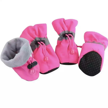 Dog Boots with Textured Rubber Sole and Thermal Lining for Winter Paw Protection