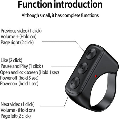 Wireless Ring Remote Control and Bluetooth Phone Camera Shutter