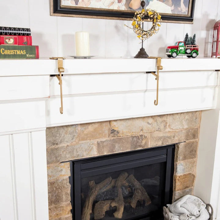 Mantle Stocking Holders, Garland Themed Christmas Hangers Set