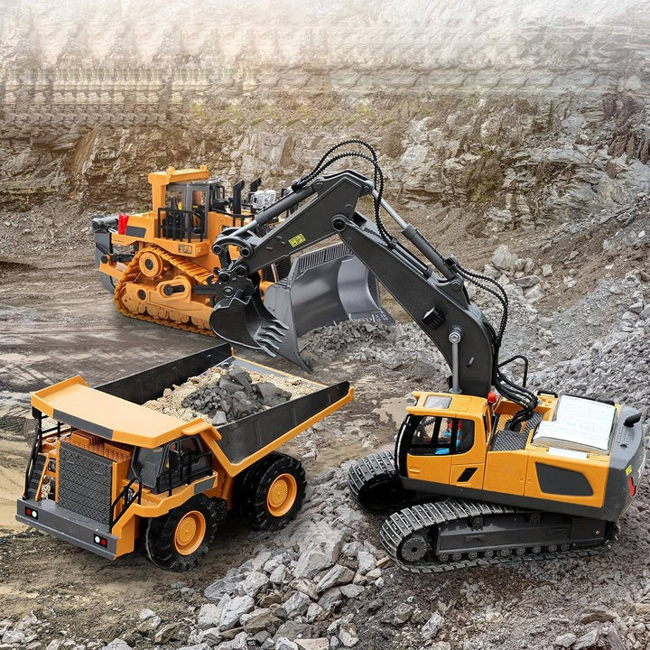 4WD Remote Control Toy Excavator Bulldozer and Dump Truck