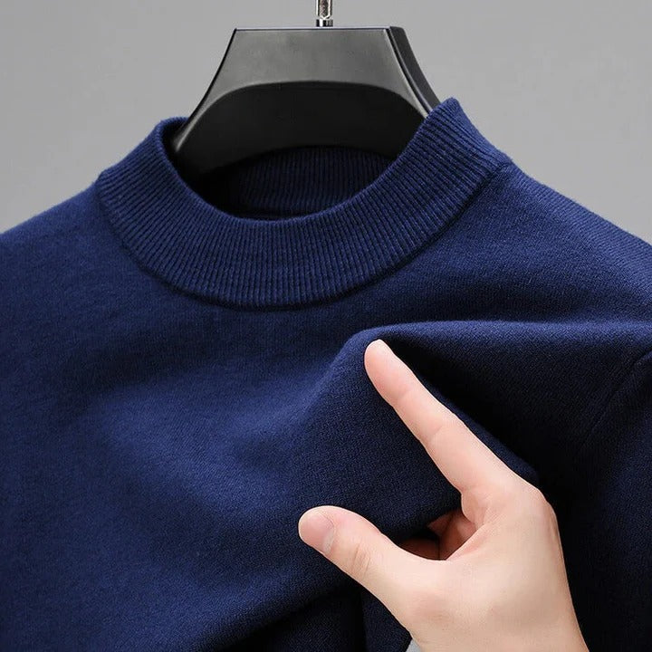 Mens Cashmere Knitted Sweater with Detailed Hem