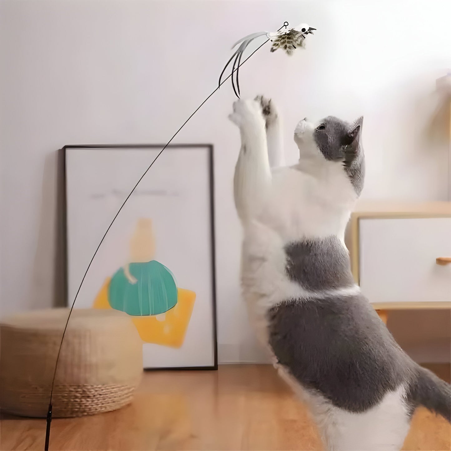 Feather Bird Simulation Toy Set for Cats and Kitten Play
