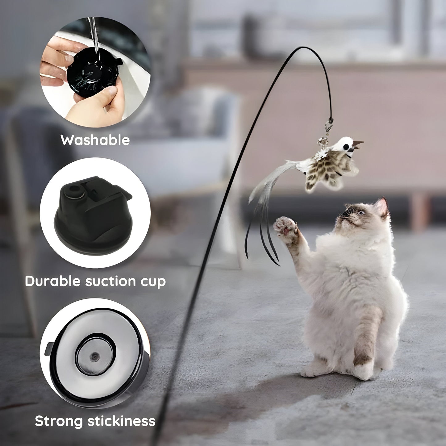 Feather Bird Simulation Toy Set for Cats and Kitten Play