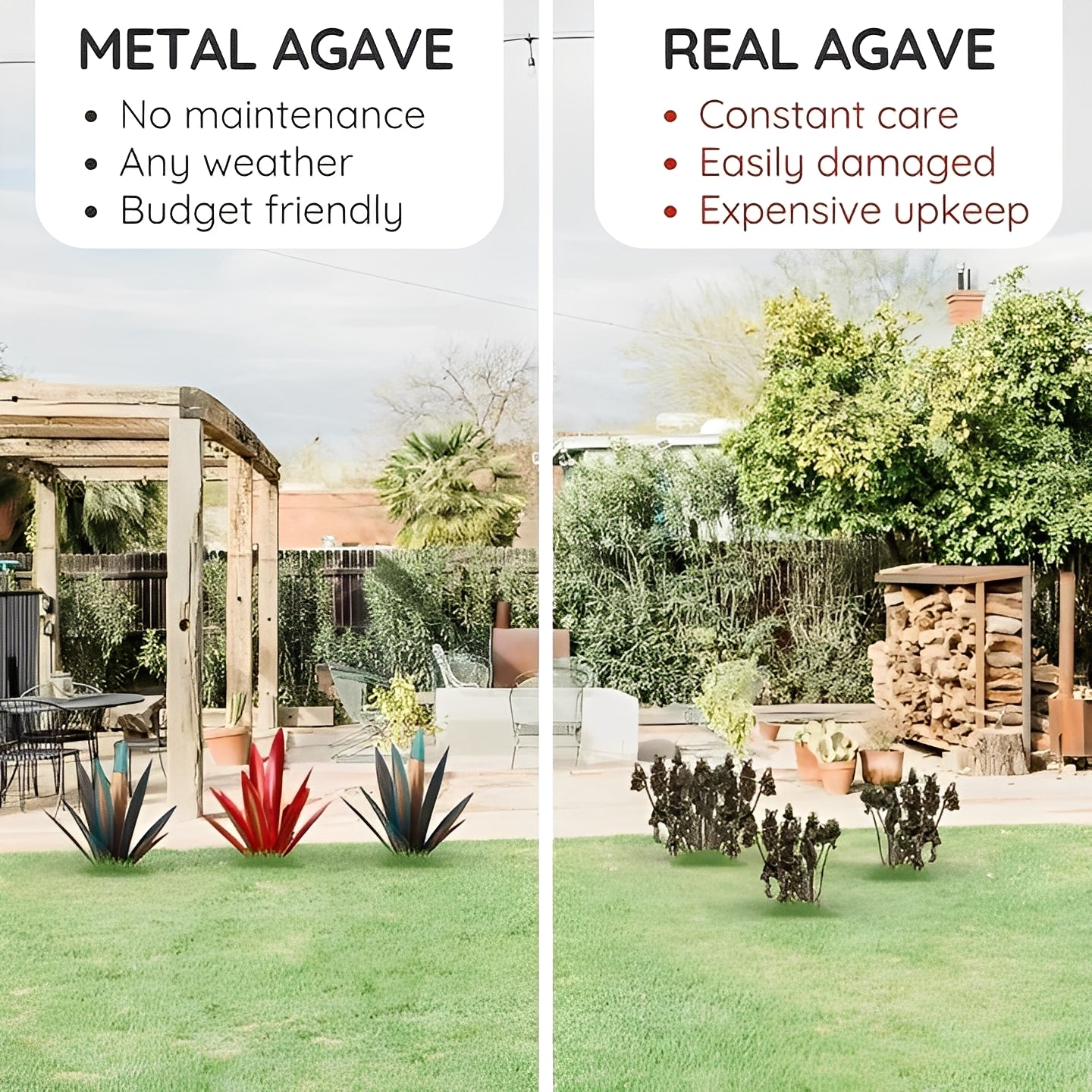 Decorative Metal Plant Agave Americana for Yard and Outdoor Space