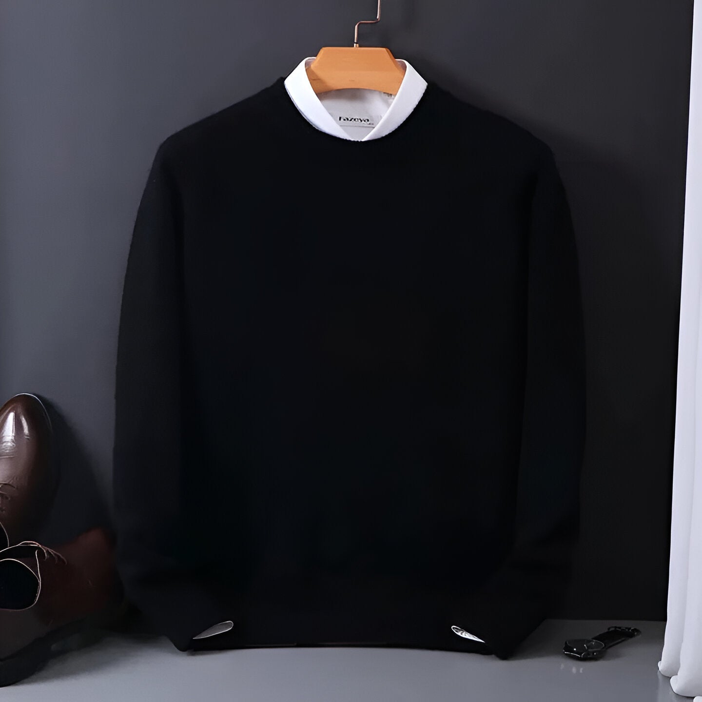 Mens Knit Sweater Cashmere Blend for Daily Wear