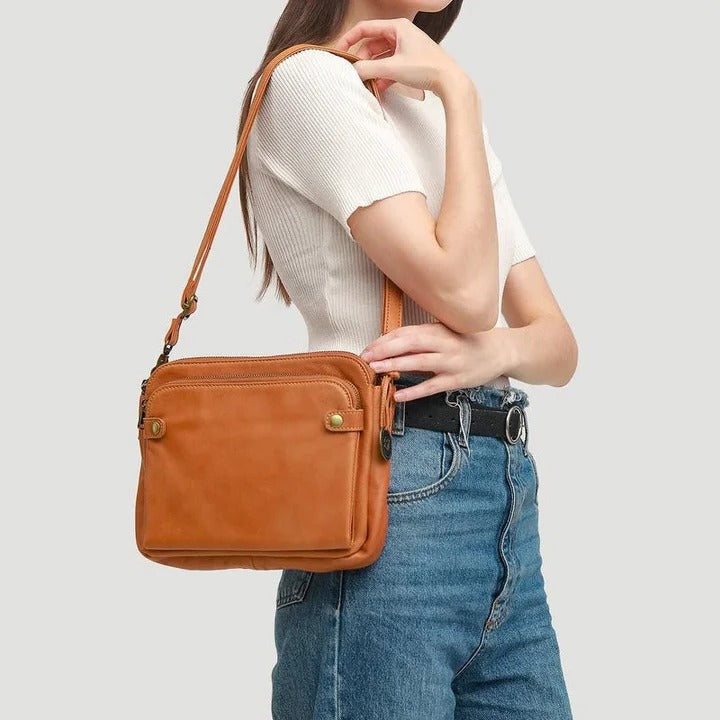 Crossbody Leather Shoulder Bag Three Layer Design and Clutch