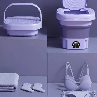 Mini Portable Washing Machine Foldable with Spin Dryer for Laundry
