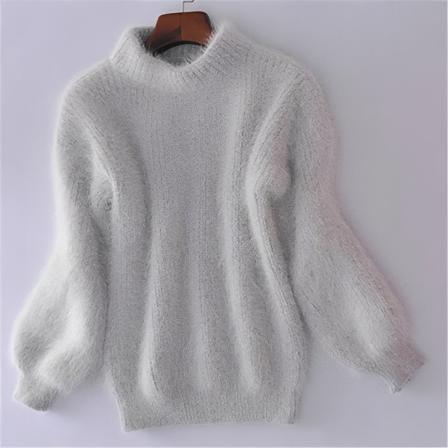 Womens Comfortable Loose Knit Sweater Solid Angora Blend