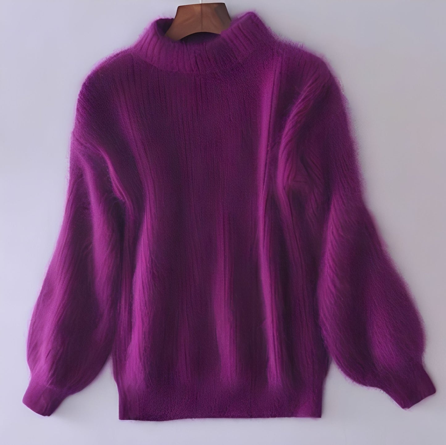 Womens Comfortable Loose Knit Sweater Solid Angora Blend