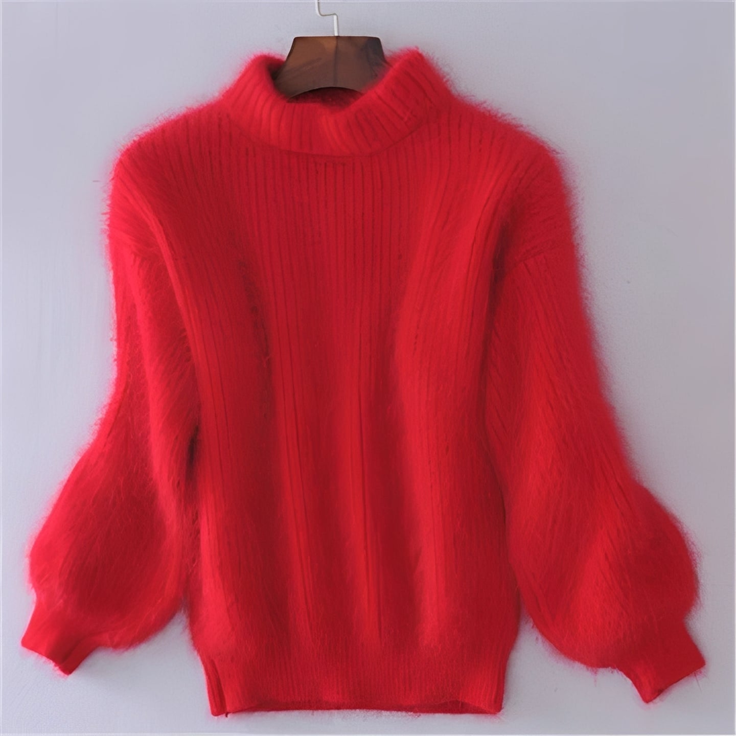 Womens Comfortable Loose Knit Sweater Solid Angora Blend