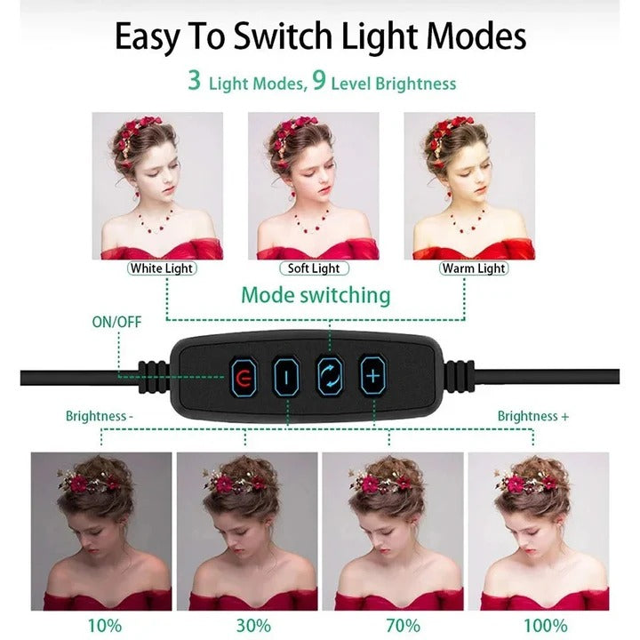 Ring Light and Tripod Stand Kit with Phone Holder for Selfie and Video