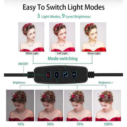 Ring Light and Tripod Stand Kit with Phone Holder for Selfie and Video